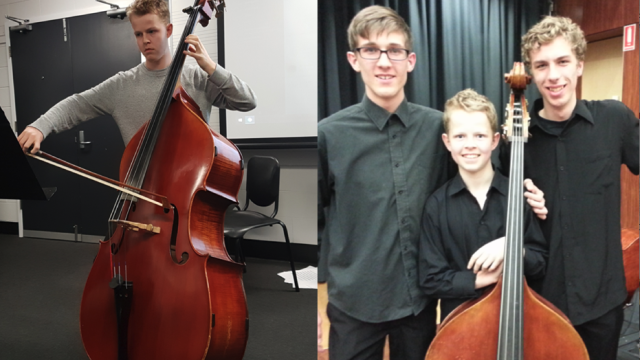 Images of double-bassist Monty Wain during his time at AYO programs.