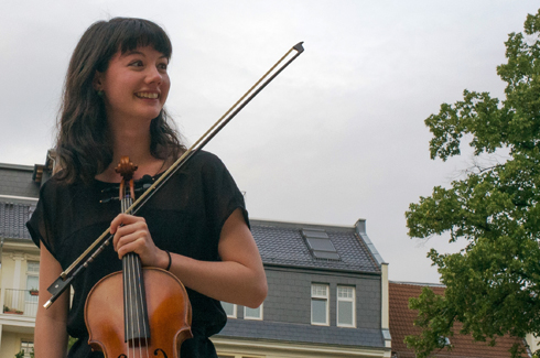 Violist Katie Yap pictured outside