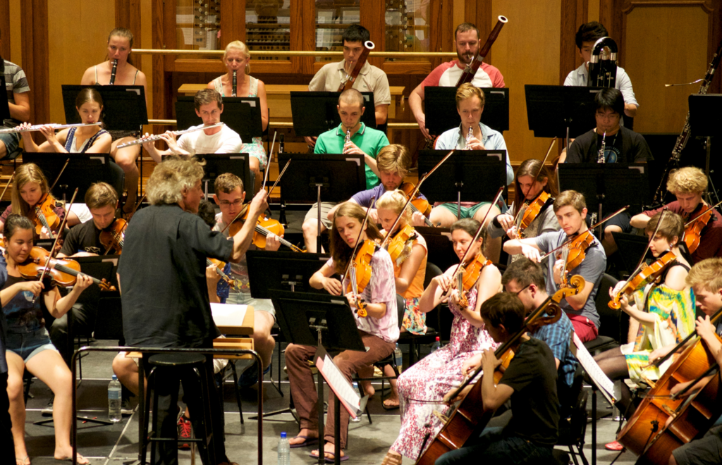 The Australian Youth Orchestra rehearsing under the baton of James Judd. 