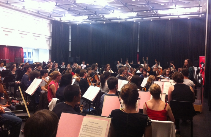 Simone Young conducts the Australian Youth Orchestra in rehearsal, July 2012.