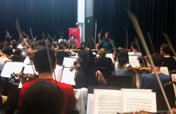 Simone Young conducts the Australian Youth Orchestra in rehearsal, July 2012.