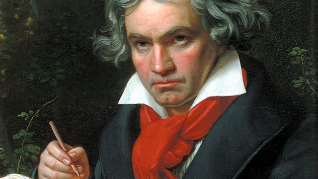 Painted portrait of composer Ludwig van Beethoven