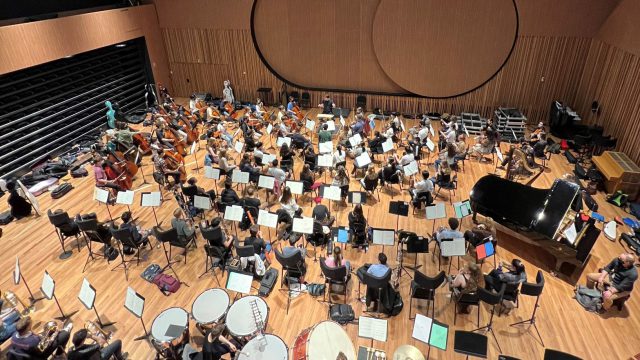 AYO Orchestra rehearsing in Kenneth Myer Auditorium at Melbourne Conservatorium of Music,