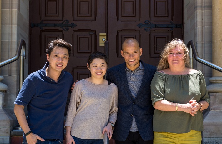 Soloist and conductors of AYO National Music Camp 2017. From left to right: cellist Li-Wei Qin, Elim Chan, Dietrich Paredes and Belinda McFarlane.