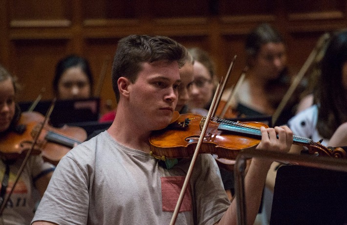 Concertmaster of Alexander Orchestra during a rehearsal at AYO National Music Camp 2017.