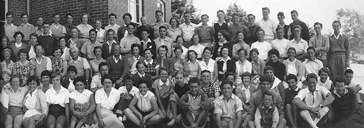 A photo of participants of National Music Camp in 1955.