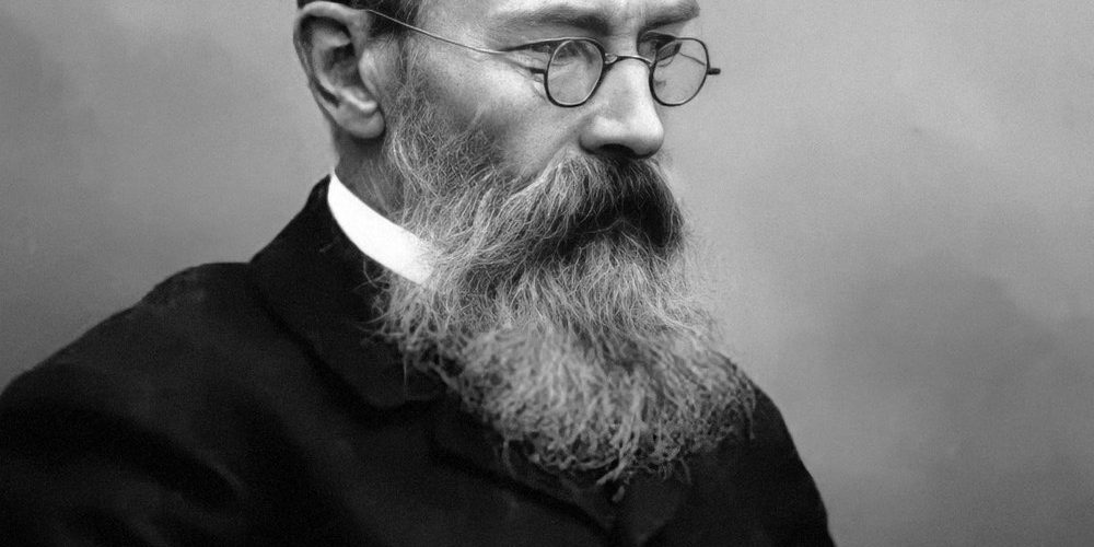 Black and white photo of composer Rimsky-Korsakov