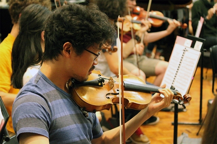AYO violinist Rollin Zhao pictured during a rehearsal.