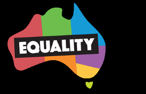 Australia shape with rainbow colours black background